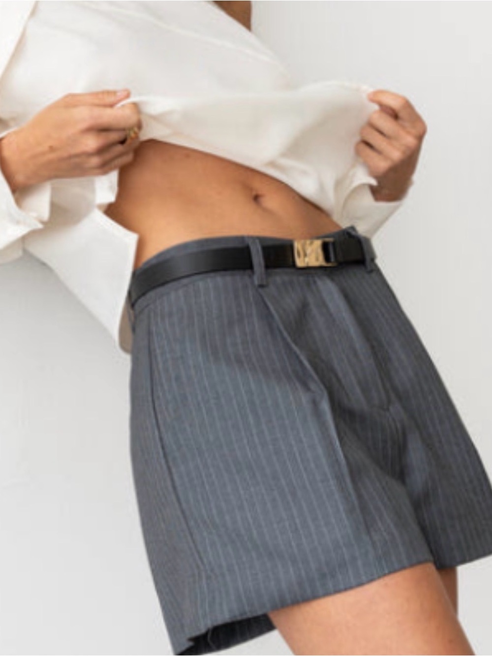 The Bekk Pinstripe Women's Shorts in Pinstripe Grey